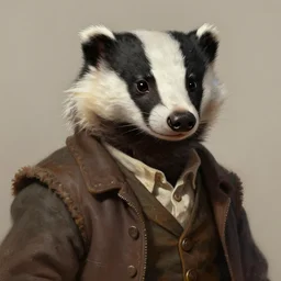 a detailed portrait of a badger librarian dressed with old clothes, by justin gerard and greg rutkowski, digital art, realistic painting, dnd, character design, trending on artstation