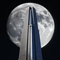 Sears Tower on the Moon, digital art, artstation, highly detailed
