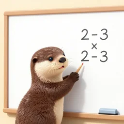 a cute otter doing math on a whiteboard
