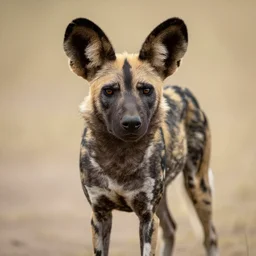a portrait of an african wild dog by paul lehr