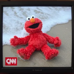 cnn news footage of elmo being washed up on shore, tv