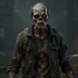 unreal engine render portrait of infected zombie, detailed, textured, The Walking Dead, Z Nation, Resident Evil