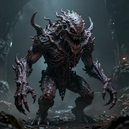 4D monster, horror, eldritch ,  8K, concept art, DSLR, filmic, HDR, hyperrealism, Unreal Engine, volumetric lighting, Darkart
