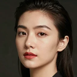 photo of Margaret Zhang, beautiful face, faint red lips, slicked back hair, fashion photoshoot, cover girl, real-life skin, skin care, light makeup