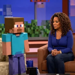 Steve from Minecraft being interviewed by Oprah on the Oprah Show in 1997