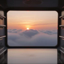 beautiful sunset clouds from inside oven first person