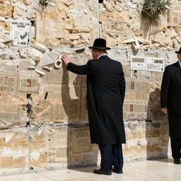 Donald Trump as orthodox Jew at the wailing wall