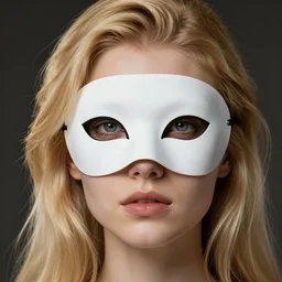 beautiful girl with golden hair wearing a white mask with, character portrait, james gurney, character concept style trending on artstation, detailed face, concept art, detailed, octane render cinematic, photo-realistic, 8k, high detailed