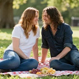 glenn danzig and henry rolling enjoying romantic picnic, beautiful day, high resolution,