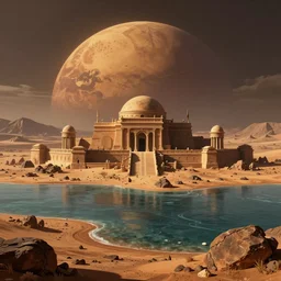 ancient civilization on mars with water, digital art, detailed, artstation, realistic