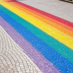 rainbow road made out of tesselated pavements