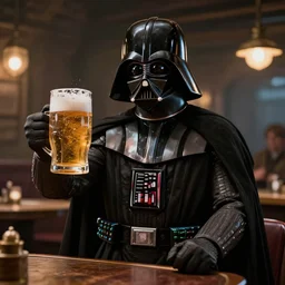 darth vader rising his beer in a tavern, hyperrealistic, unreal engine, octane render, 4 k, detailed, studio lighting, very detailed by clemens ascher and george lucas