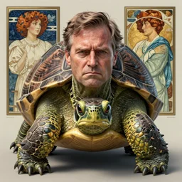 concept art by artgerm, amazingly beautiful portrait of a hyper realistic, frowning, sad mitch mcconnell as a turtle!!! by greg rutkowski, artgerm, alphonse mucha, concept art, octane render, highly detailed, high quality, 8 k, soft lighting, path traced, and uang guangjian and gil elvgren, symmetry!!