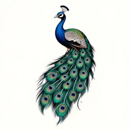 tattoo stencil stylized peacock, bold strong lines very highly aesthetic