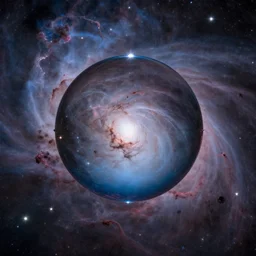 photograph of a glass sphere in a nebula