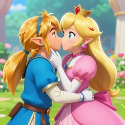 princess zelda kissing princess peach