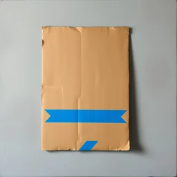 a piece of cardboard with a grid of blue tape on it leaning on a gray wall, realistic painting