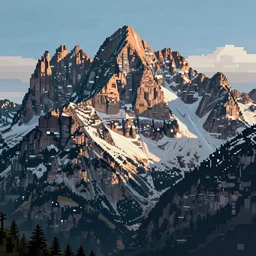 Dolomites Mountains in pixel art