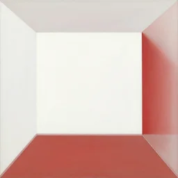minimalistic room, white and red color palette, realistic painting.