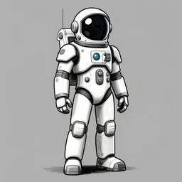 male, full body, space suit with a modern helmet, character sheet, block shapes, science fiction, very stylized, character design, pen and ink, digital painting, watercolor wash, by mike mignola, by alex maleev, jean giraud