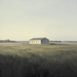 A serene landscape with a singular building in the style of Tim and Greg Hildebrandt.