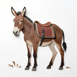 paper cutout of a pack mule, shot from below, some of the paper is singed, highly detailed, 8k