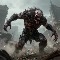 a stunning digital masterpiece of an undead monster on a rampage