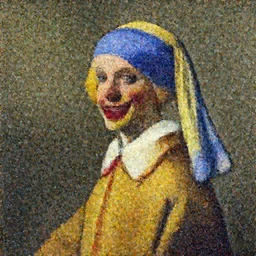 Oil painting, Portrait of Muslim Ronald mcdonald wearing a thobe in the style of Johannes Vermeer