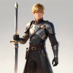 Fire Emblem Landis holding a mana sword, trending on artstation, beautiful lighting, highly detailed