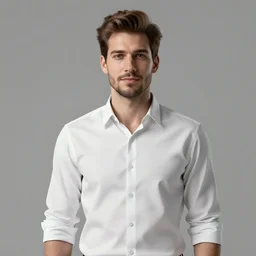 handsome man wearing a white shirt, medium shot, very detailed, photorealistic, octane render, unreal engine, 4k,