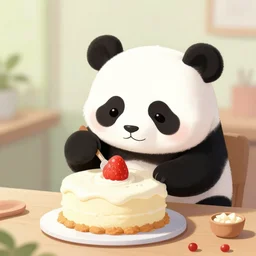 a panda making a cake, digital art