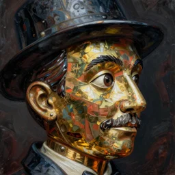 closeup face profile portrait of a tin toy jacques tati as monsieur hulot, hyper realistic, artstation, illustration, nicoletta ceccoli, mark ryden, lostfish, max fleischer, digital paint, matte paint, vivid colors, dark, sinister, detailed and intricate environment