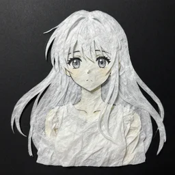 anime girl, made out of tissue paper, tissue paper art