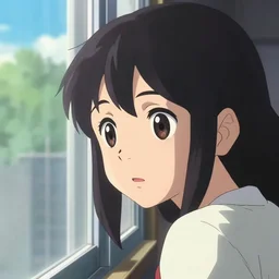 anime film still portrait of a young woman looking at her window, cute face by ilya kuvshinov, yoshinari yoh, makoto shinkai, katsura masakazu, dynamic perspective pose, detailed facial features, kyoani, rounded eyes, crisp and sharp, cel shad, anime poster, ambient light