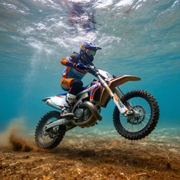 motocross rider underwater
