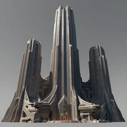 3 d sculpt of a thick futurist brutalist scifi tower angular art deco cathedral architecture evil gothic tron, warhmmer 4 0 k spaceship inspired by the matrix, lotr, star wars, ilm, beeple, star citizen, halo, mass effect, starship troopers, elysium, the expanse, high tech industrial, artstation unreal