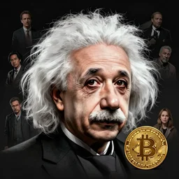 cell shaded head shot of einstein head, bitcoin concept art, llustration, concept art by josan gonzales and wlop, by james jean, victo ngai, david rubin, mike mignola, laurie greasley, highly detailed, sharp focus, logo trending on artstation, hq, deviantart, art by artgem