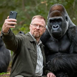 walter white taking a selfie with a gorilla