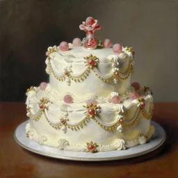 painting of a beautiful baroque cake by greg hildebrandt tim hildebrant brothers hildebrant