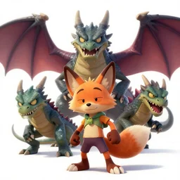 Fnaf Foxy slays three demon dragons, Greg Rutkowski