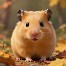 very beautiful portrait of an extremely cute and adorable golden hamster, smooth, perfect face, fantasy, character design by mark ryden and pixar and hayao miyazaki, sharp focus, concept art, harvest fall vibrancy, intricate detail, cinematic lighting, hyperrealistic, 3 5 mm, diorama macro photography, 8 k, 4 k