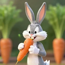 bugs bunny eating a carrot, realistic,