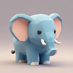 cute elephant, low-poly, orthographic, blender render