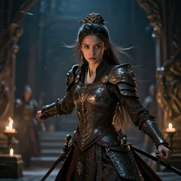 epic beautiful young warrior maiden fighting against injustice under ritual lit night Micheal Whelan, Jeff Easley photorealistic, cinematic, fantastic reality, detailed, intricate dramatic lighting, establishing shot, 8k resolution – W 1024