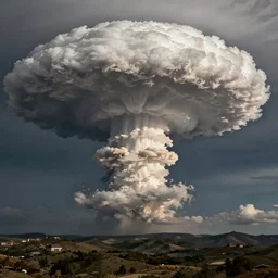 A mushroom cloud in the style of Saul Bass