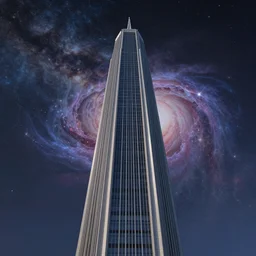 majestic upright tower, highly detailed cosmic background, trending on artstation, by david normal
