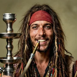 half - body portrait of hippie with hookah masterpiece happiness by jim burns doyle, tim detailed ultrarealistic expressive eyes dynamic cinematic dramatic