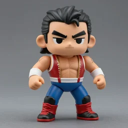 Jorge Gutierrez Mexican wrestler vinyl figure, product photography, dynamic pose, anime stylized, exaggerated proportions, high detail, studio lighting, digital art - H 640