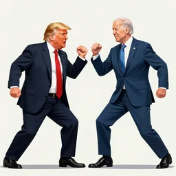 donald trump and joe biden having a fist fight, sharp focus, matte painting, illustration, concept art,