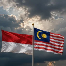 a mix of indonesia flag and malaysia flag